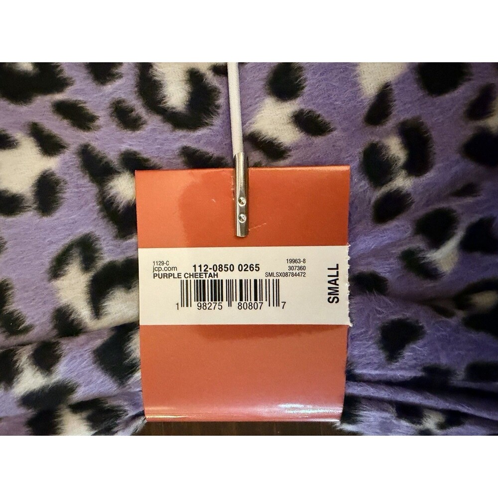 Sleep Chic Fleece Pajama Pants w/ Socks Purple Cheetah Animal Print Size S - Picture 5 of 6